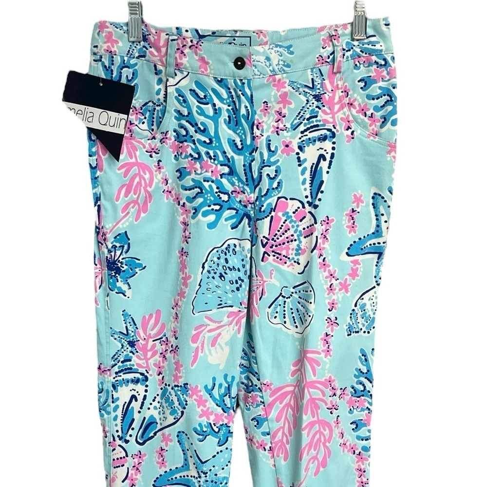 Amelia Quin Colorful Coral Print Pants - Picture 2 of 5